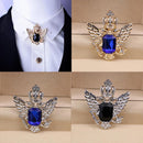 1pc Vintage Crown Eagle Pattern Collar Brooch Pin for Men Gold and Blue