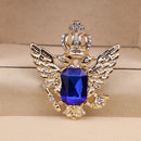 1pc Vintage Crown Eagle Pattern Collar Brooch Pin for Men Gold and Blue
