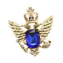 1pc Vintage Crown Eagle Pattern Collar Brooch Pin for Men Gold and Blue