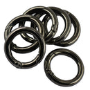 Set of 6 Round Bag Black Alloy Spring Loaded Clasp Keyring Buckle Â–Black