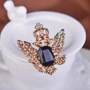 Vintage Mens Crystal Angel Collar Pin Clip Brooch for T-Shirt Jewelry Gold&Black
