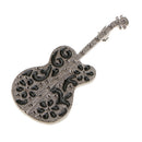 Men Black Enamel Alloy Musical Guitar Brooch Suit Pin Jewelry