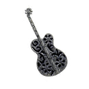 Men Black Enamel Alloy Musical Guitar Brooch Suit Pin Jewelry