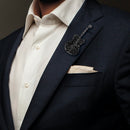 Men Black Enamel Alloy Musical Guitar Brooch Suit Pin Jewelry