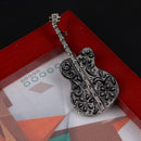 Men Black Enamel Alloy Musical Guitar Brooch Suit Pin Jewelry