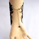 Elegant Women Girls Ladies Lace Bracelet With Ring Wedding Party Supplies Black
