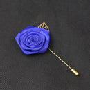 Classic Lapel Blue Rose Gold Leaf Suit Boutonniere Stick Brooch Pin Corsage