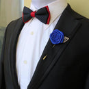 Classic Lapel Blue Rose Gold Leaf Suit Boutonniere Stick Brooch Pin Corsage