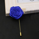 Classic Lapel Blue Rose Gold Leaf Suit Boutonniere Stick Brooch Pin Corsage