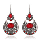 New Fashion Bohemia Retro Style Silver Plated Red Crystal Dangling Earrings