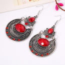 New Fashion Bohemia Retro Style Silver Plated Red Crystal Dangling Earrings