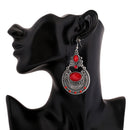 New Fashion Bohemia Retro Style Silver Plated Red Crystal Dangling Earrings