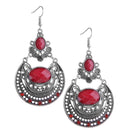 New Fashion Bohemia Retro Style Silver Plated Red Crystal Dangling Earrings