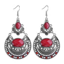 New Fashion Bohemia Retro Style Silver Plated Red Crystal Dangling Earrings