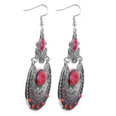 New Fashion Bohemia Retro Style Silver Plated Red Crystal Dangling Earrings