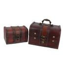 2pcs Retro Wooden Lock Treasure Chest Jewelry Storage Box Container Holder