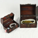 2pcs Retro Wooden Lock Treasure Chest Jewelry Storage Box Container Holder