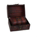 2pcs Retro Wooden Lock Treasure Chest Jewelry Storage Box Container Holder