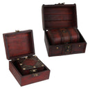 2pcs Retro Wooden Lock Treasure Chest Jewelry Storage Box Container Holder