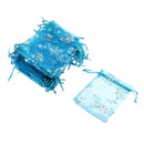Fashionable Wedding Favors Gift Candy Bags Jewelry Pouch Party Favor Organza Drawstring Bags 9x12cm Blue Pack of 100PCS