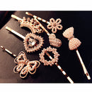 Women Love Drill Pearl Crystal Hair Clip Pin Barrette Hair Decor Hair Accessories Gold White