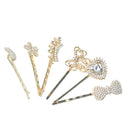 Women Love Drill Pearl Crystal Hair Clip Pin Barrette Hair Decor Hair Accessories Gold White