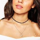 Fashion Women Multilayer Triangle Pendant Gold Chain Choker Necklace
