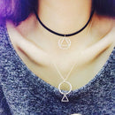 Fashion Women Multilayer Triangle Pendant Gold Chain Choker Necklace
