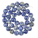 10mm Round Smooth Natural Blue Spot Jasper Gemstone Loose Beads 15"