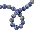 10mm Round Smooth Natural Blue Spot Jasper Gemstone Loose Beads 15"