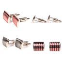 Men Fashionable Business Suit Wedding Party Suit Clothing Shirt Charms Decor Cufflinks Wedding Groom Gift Pack of 2PCS Silver+Red