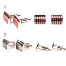 Men Fashionable Business Suit Wedding Party Suit Clothing Shirt Charms Decor Cufflinks Wedding Groom Gift Pack of 2PCS Silver+Red