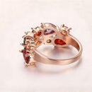 Women Fashionable Red Garnet Zircon Flower Engagement Wedding Party Ring US-6