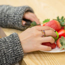 Women Fashionable Red Garnet Zircon Flower Engagement Wedding Party Ring US-6