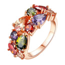 Women Fashionable Red Garnet Zircon Flower Engagement Wedding Party Ring US-6
