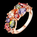 Women Fashionable Red Garnet Zircon Flower Engagement Wedding Party Ring US-6