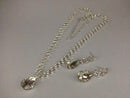 Silver Water Drop Necklace and Earring Set for Party or Wedding