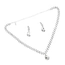 Silver Water Drop Necklace and Earring Set for Party or Wedding