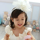 Girls' Ivory Rosette Flower Feather Headband Wedding Party Hair Band