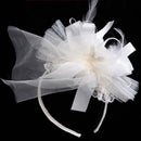 Girls' Ivory Rosette Flower Feather Headband Wedding Party Hair Band