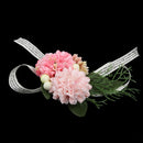 Beautiful Wedding Bride Bridesmaids Hand Wrist Carnation Flower Ribbon Pink