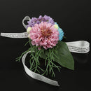 Wedding Bridal Bridesmaid Floral Wrist Corsage Bracelet Hand Flower Purple