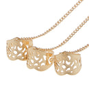 Hollow Out Bell Charm Cuff Bangle Bracelet Chain with 3 Opening Rings Set Gold