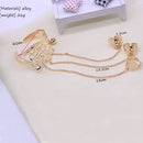 Hollow Out Bell Charm Cuff Bangle Bracelet Chain with 3 Opening Rings Set Gold