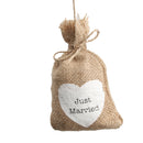 Rustic Wedding Favor Burlap Bags Jute Sack Candy Pouch Just Married Print Pack Of 10