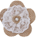 Hessian Burlap Lace Flowers Bridal Wedding Craft DIY Making Decoration Pack of 6