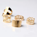 Fashion Circle Joint Knuckle Nail Ring Set of 5 Gold