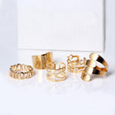 Fashion Circle Joint Knuckle Nail Ring Set of 5 Gold