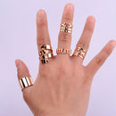 Fashion Circle Joint Knuckle Nail Ring Set of 5 Gold