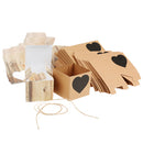Kraft Brown Heart Rustic Candy Gift Boxes with Rope Wedding Favor Pack of 50